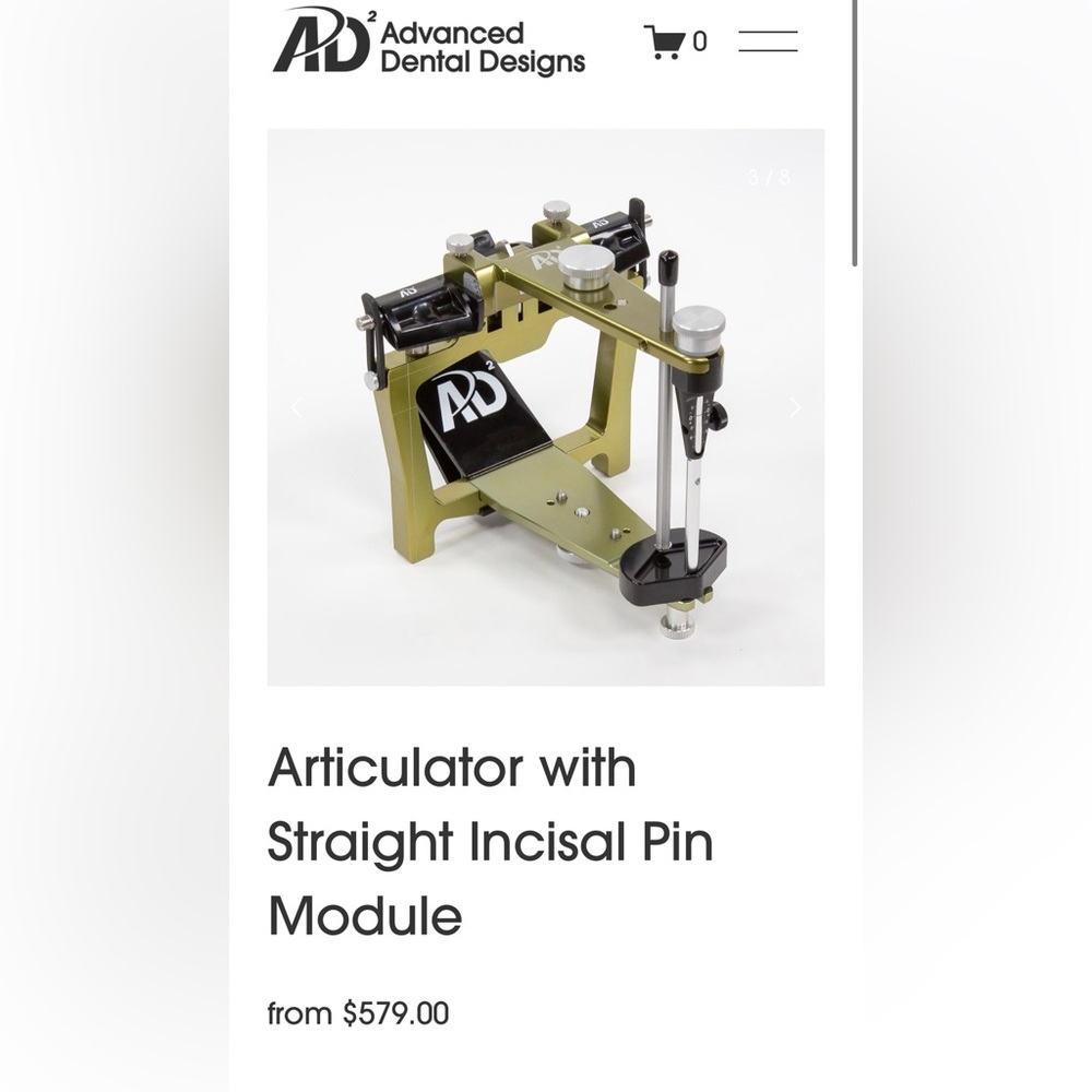 Articulator with Straight Incisal Pin Module
